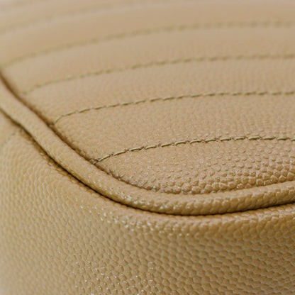 YVES SAINT LAURENT Mini Lou Grain De Poudre Camera Crossbody Bag Dark Natural