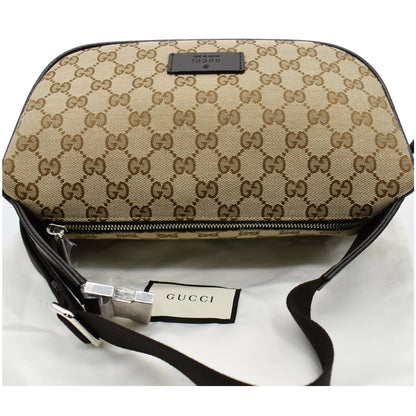GUCCI Waist Pouch GG Canvas Belt Bag Beige 630915