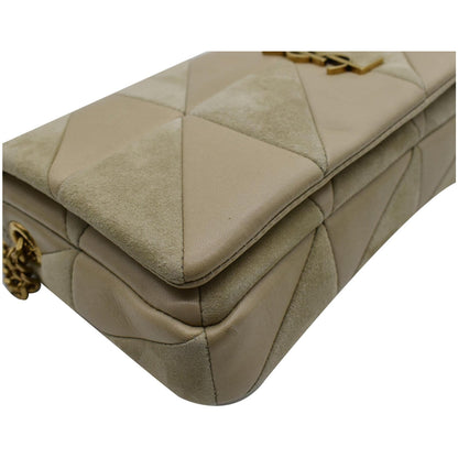 YVES SAINT LAURENT Jamie Suede Leather Shoulder Bag Sea Salt