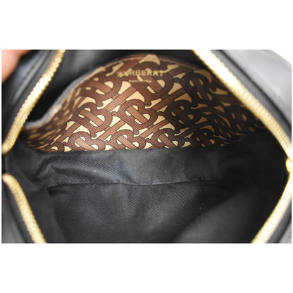 BURBERRY Bridle Stripe Small Monogram E-Canvas Camera Bag Brown
