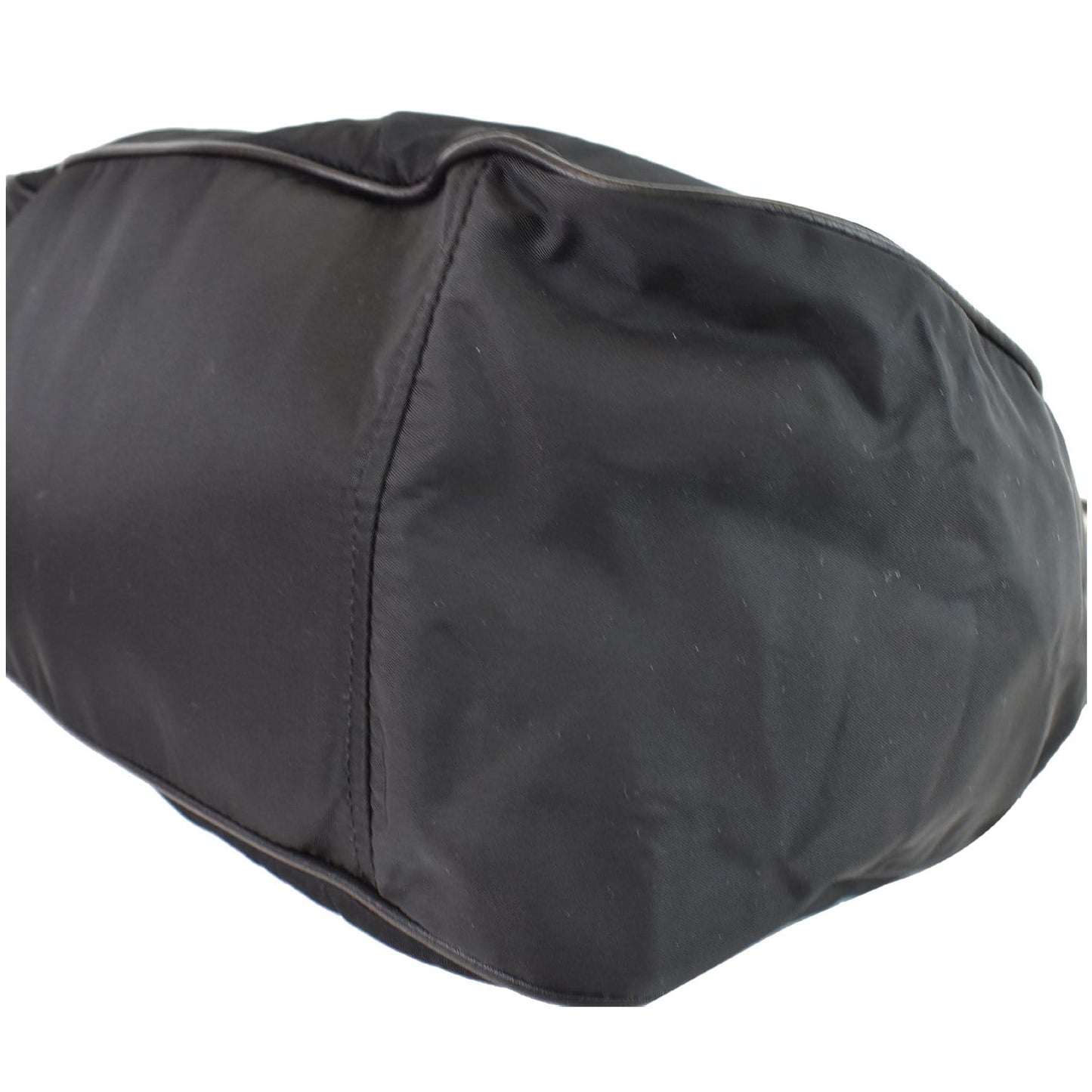 PRADA  Nylon Leather Strap Hobo Bag Black