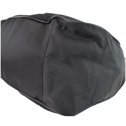 PRADA  Nylon Leather Strap Hobo Bag Black
