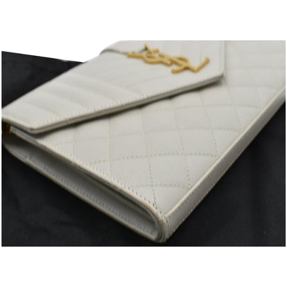 YVES SAINT LAURENT Envelope Small Leather Shoulder Bag Blanc Vintage