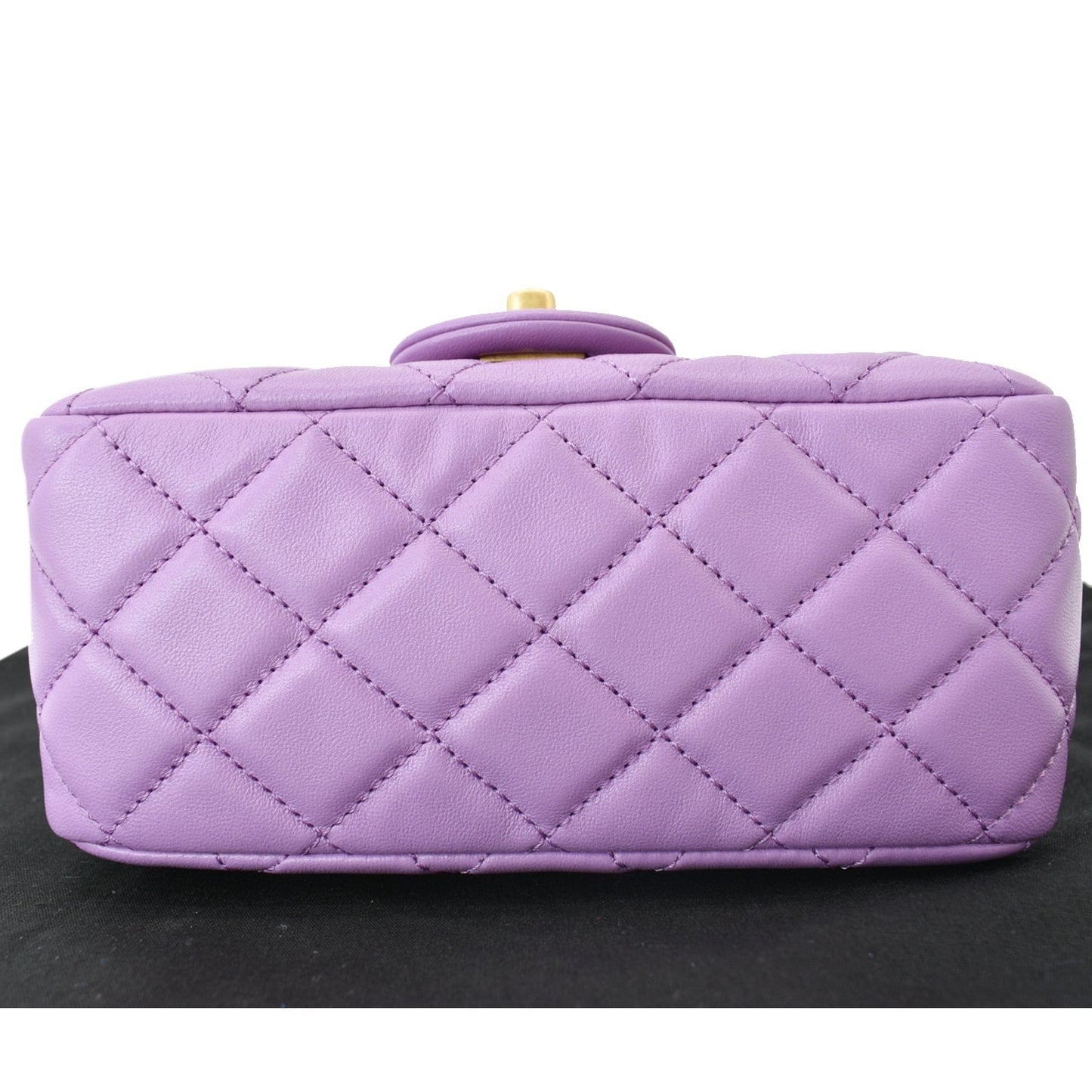 CHANEL 22S Mini Pearl Crush Square Flap Leather Crossbody Bag Purple
