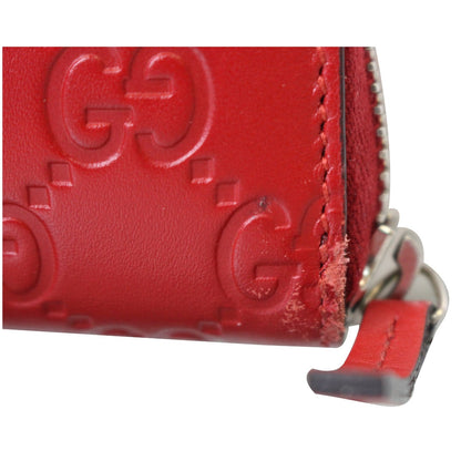 GUCCI Signature Continental Guccissima Zip Around Wallet Red 233194