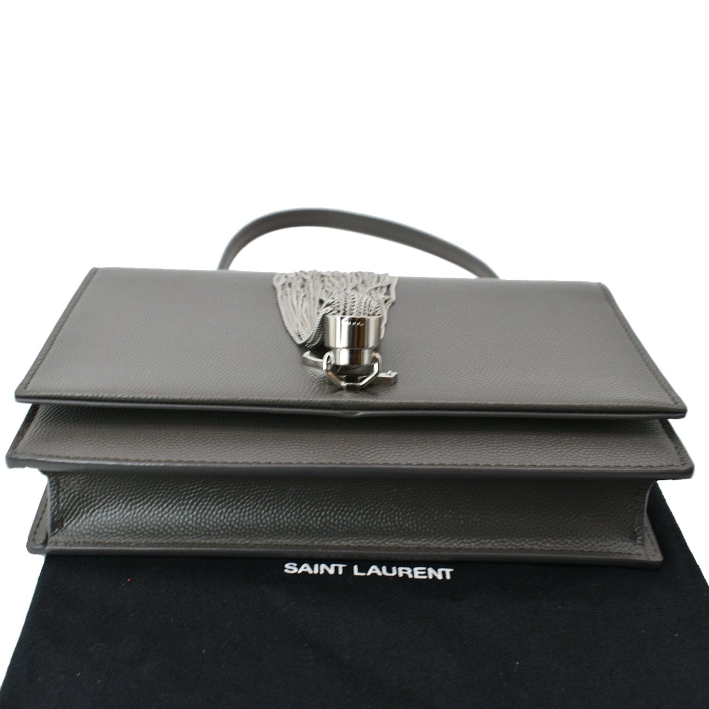YVES SAINT LAURENT Small Kate Tassel Leather Shoulder Bag Grey - Hot Deals