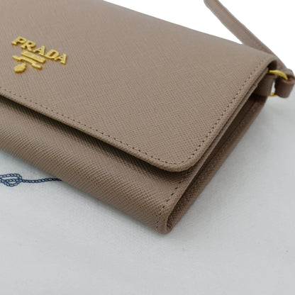 PRADA Mini Saffiano Leather Strap Crossbody Bag Natural