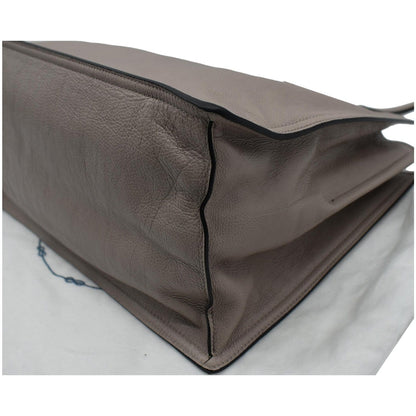 PRADA Glace Calf Leather Etiquette Tote Bag Taupe 1BG122