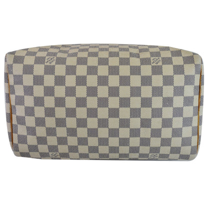 LOUIS VUITTON Speedy 30 Damier Azur Satchel Bag White
