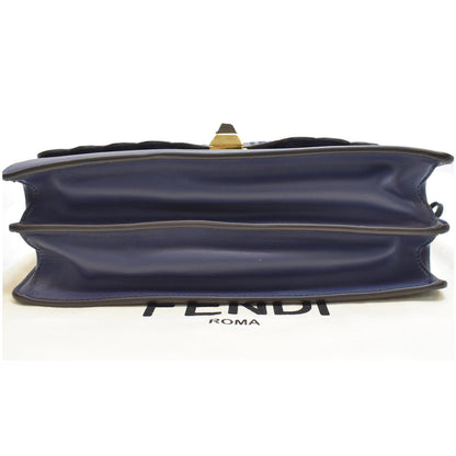 FENDI Small Kan I Perforated Leather Shoulder Bag Blue