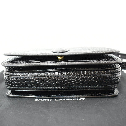 YVES SAINT LAURENT New Besace Embossed Leather Crossbody Bag Black