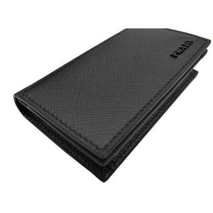 PRADA Saffiano Leather Active Card Holder Wallet Black- 15% OFF