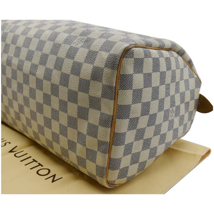 LOUIS VUITTON Speedy 30 Damier Azur Satchel Bag White