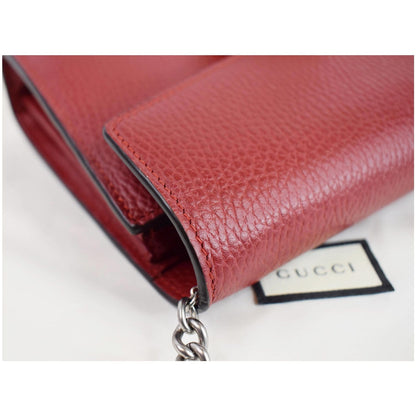 GUCCI Dionysus Mini Leather Crossbody Chain Wallet Red 401231