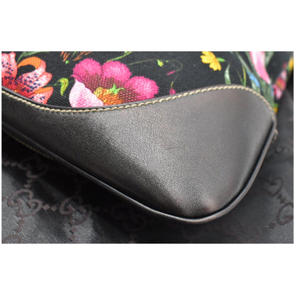 GUCCI Flora Jackie O Bouvier Floral Printed Canvas Hobo Bag Black 153029 - 15% OFF