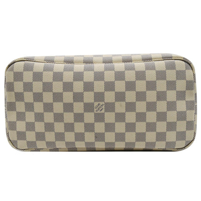 LOUIS VUITTON Neverfull MM Damier Azur Tote Shoulder Bag White