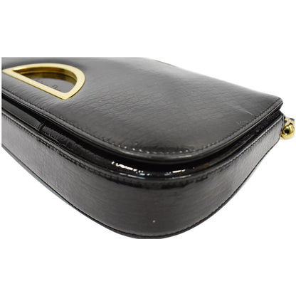 CHRISTIAN DIOR Maris Pearl Patent Monogram Shoulder Bag Black
