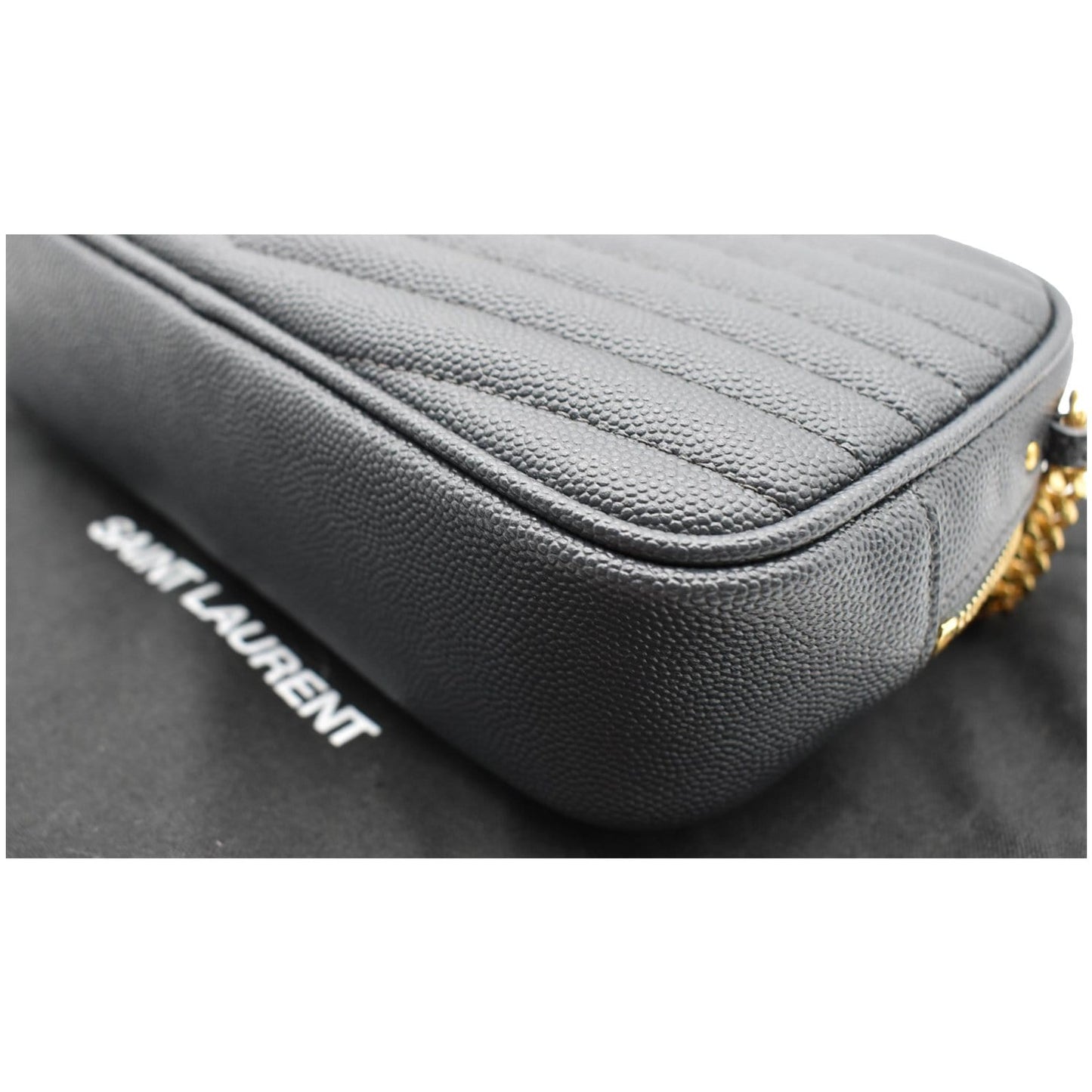 YVES SAINT LAURENT Mini Lou Grain De Poudre Camera Bag Black