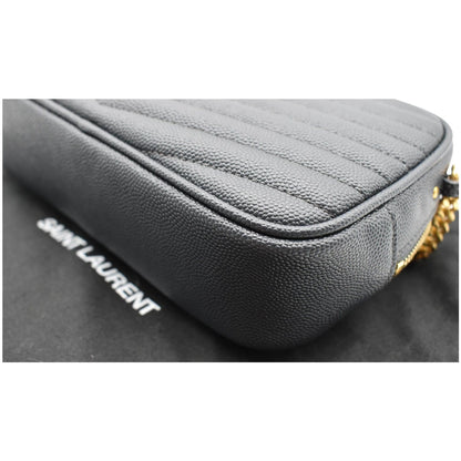 YVES SAINT LAURENT Mini Lou Grain De Poudre Camera Bag Black