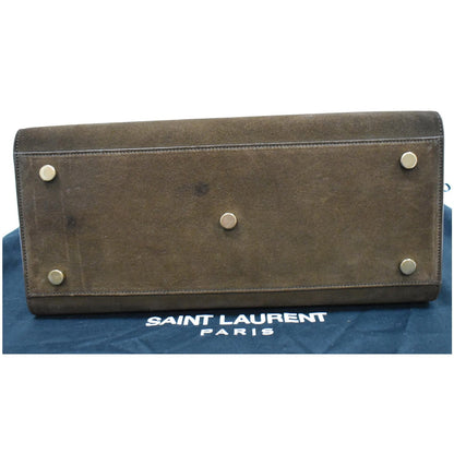 YVES SAINT LAURENT Sac de Jour Suede Leather Tote Shoulder Bag Brown