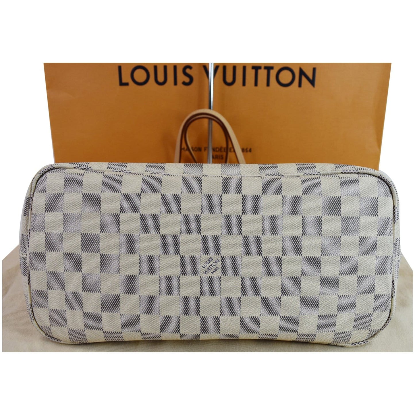 LOUIS VUITTON Neverfull MM Damier Azur Tote Shoulder Bag Rose Ballerine