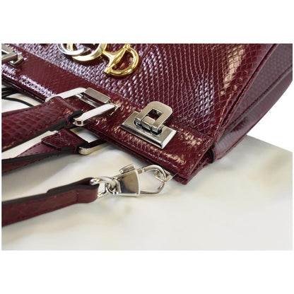 GUCCI Zumi Small Snakeskin Leather Top Handle Bag Bordeaux 569712