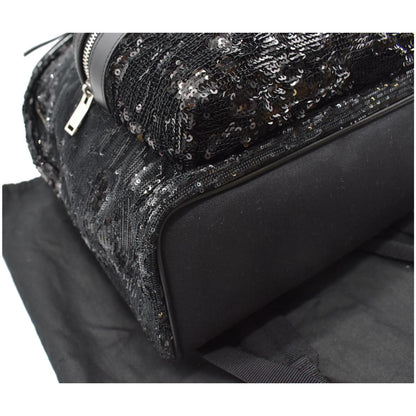 YVES SAINT LAURENT Mini City Sequin Leather Backpack Bag Black
