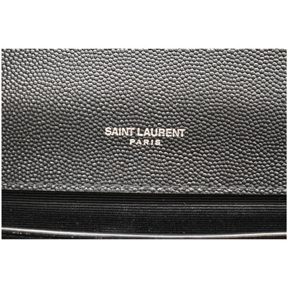 YVES SAINT LAURENT Envelope Medium Chain Leather Shoulder Bag Black