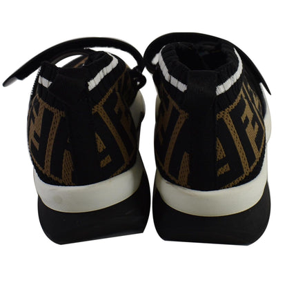 FENDI Rockoko Knit Fabric Sneakers Black Size 6