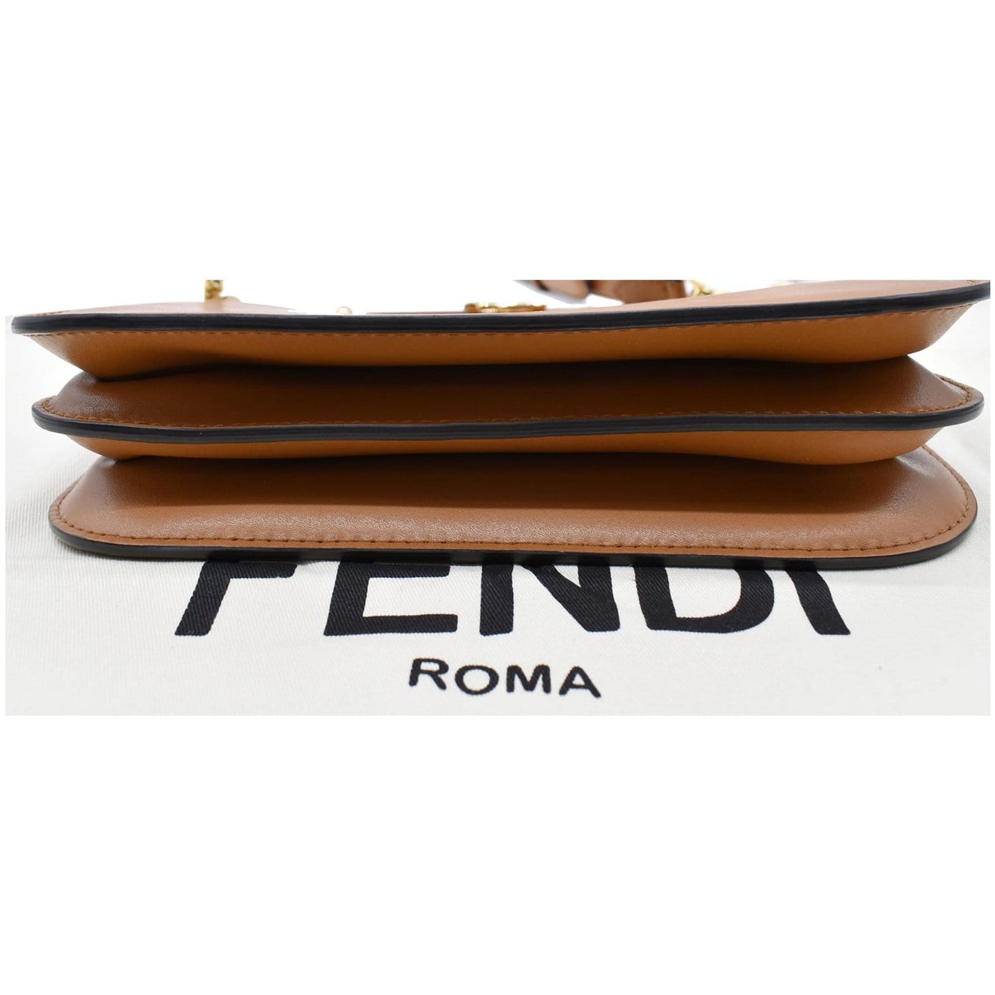 FENDI Touch Leather Shoulder Bag Brown