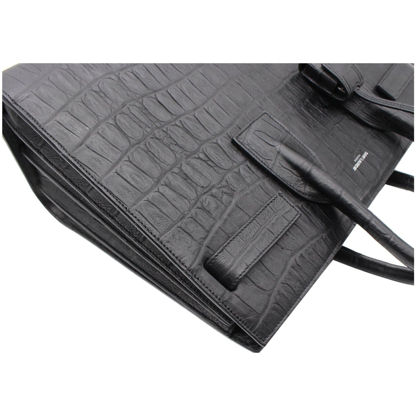 YVES SAINT LAURENT Sac de Jour Small Crocodile-Embossed Satchel Bag Black