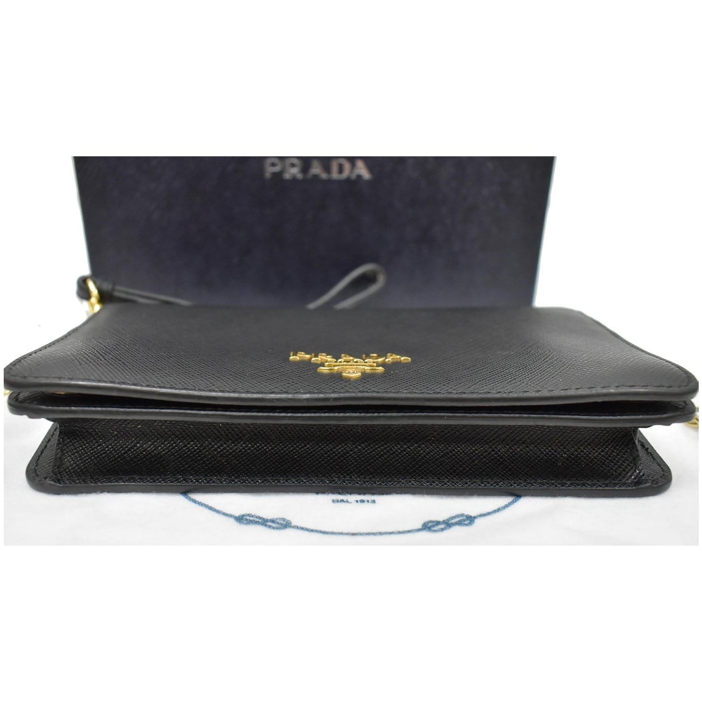 PRADA Mini Saffiano Leather Chain Shoulder Bag Black