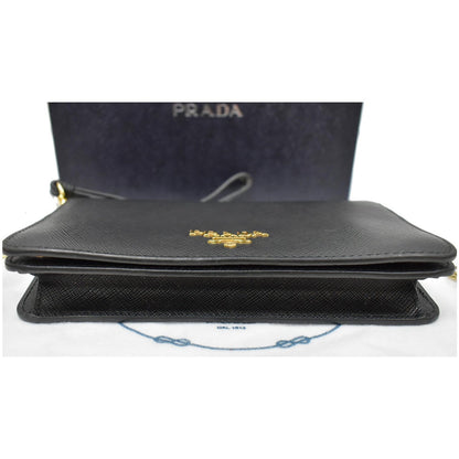PRADA Mini Saffiano Leather Chain Shoulder Bag Black
