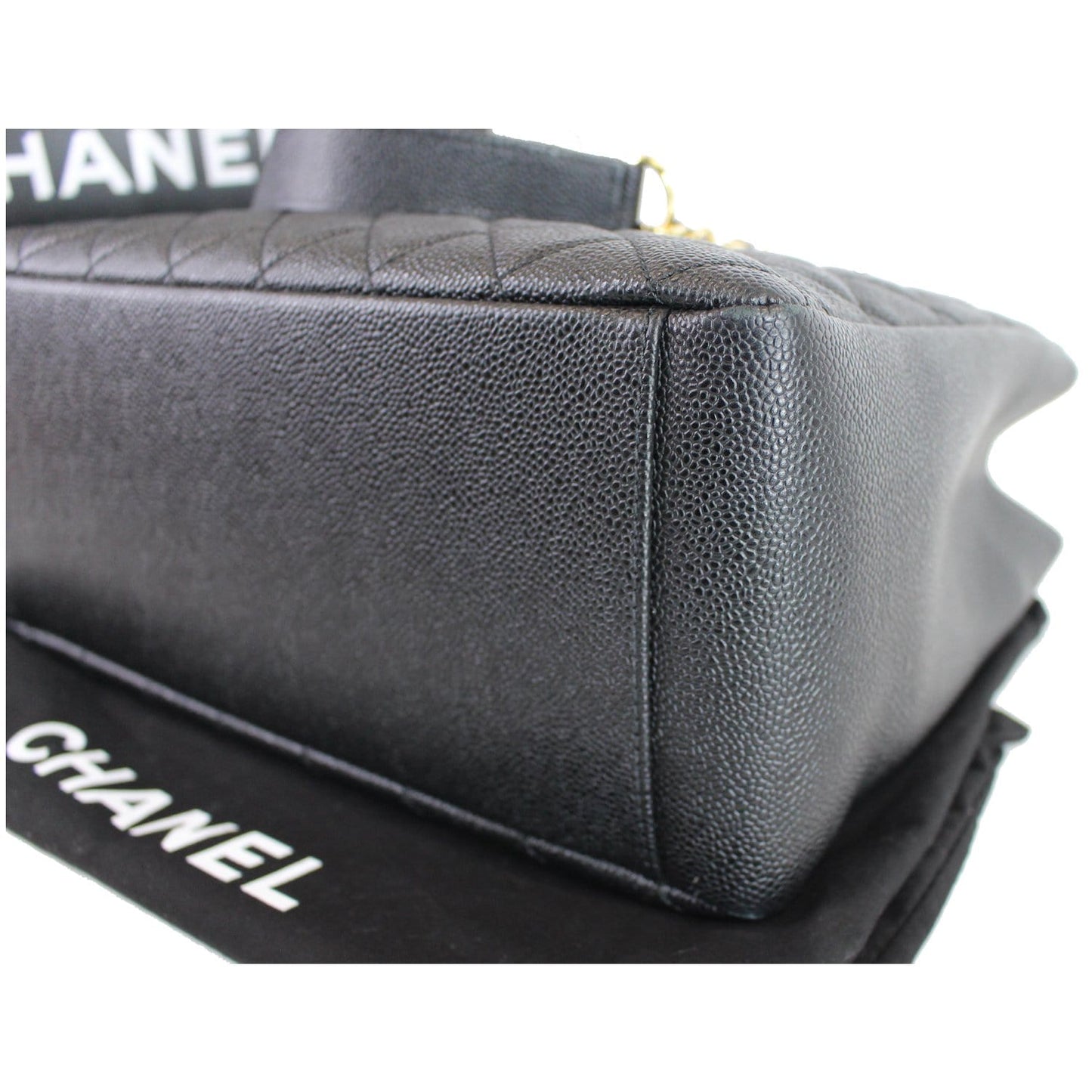 CHANEL Grand Shopping Caviar Leather GST Tote Bag Black
