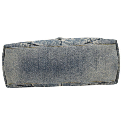 YVES SAINT LAURENT Vintage Puffer Medium Denim Canvas Shoulder Bag Blue