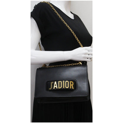 Christian Dior J'Adior Medium Calfskin Leather Flap Shoulder Bag Black