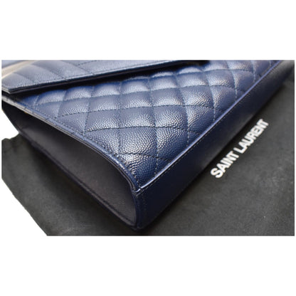 YVES SAINT LAURENT Envelope Chain Medium Leather Shoulder Bag Blue