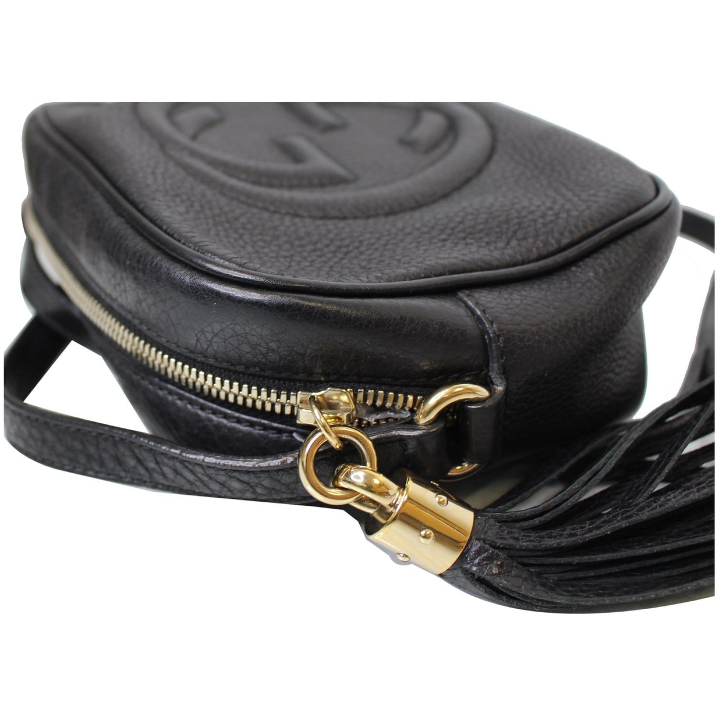 GUCCI Soho Disco Pebbled Leather Small Crossbody Bag Black 308364