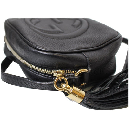 GUCCI Soho Disco Pebbled Leather Small Crossbody Bag Black 308364