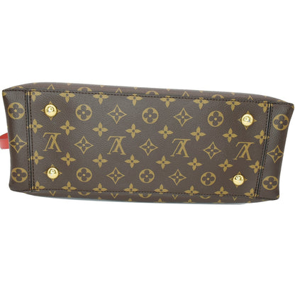 LOUIS VUITTON Flower Monogram Canvas Tote Bag Red