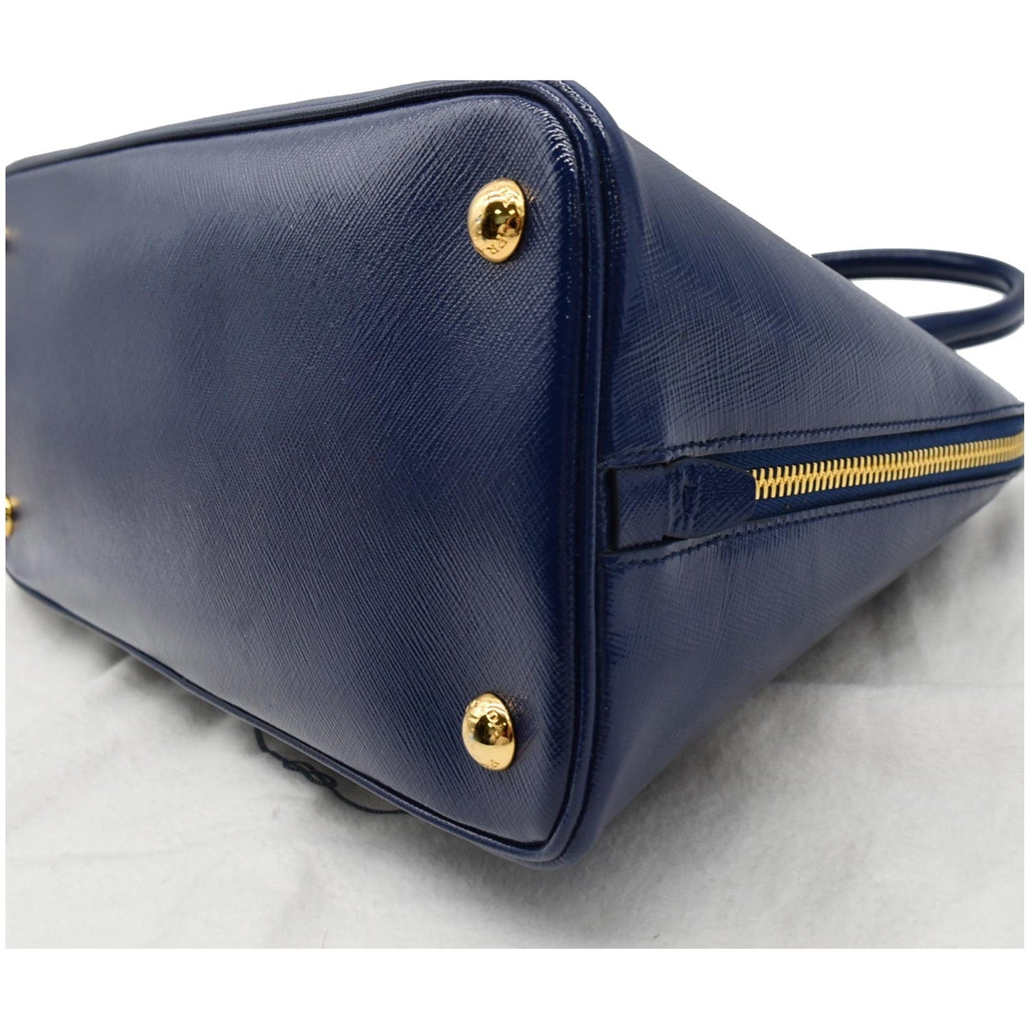 PRADA Vernice BL0837 Saffiano Leather Top Handle Bag Blue