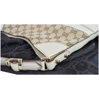 GUCCI Hasler Horsebit GG Canvas Leather Hobo Bag Beige 137388