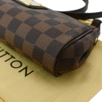 LOUIS VUITTON Eva Pochette Damier Ebene Clutch Crossbody Bag Brown