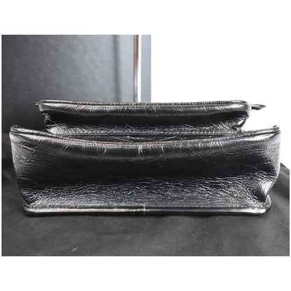 YVES SAINT LAURENT Niki Baby Crinkle Leather Crossbody Bag Black