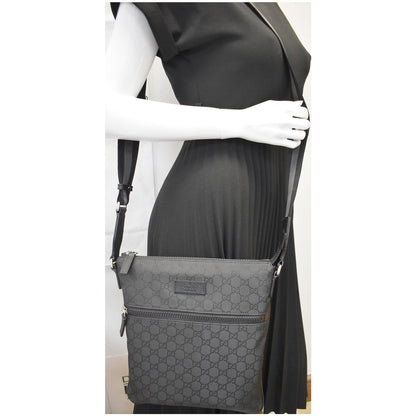 GUCCI GG Monogram Nylon Small Messenger Bag Black 449184