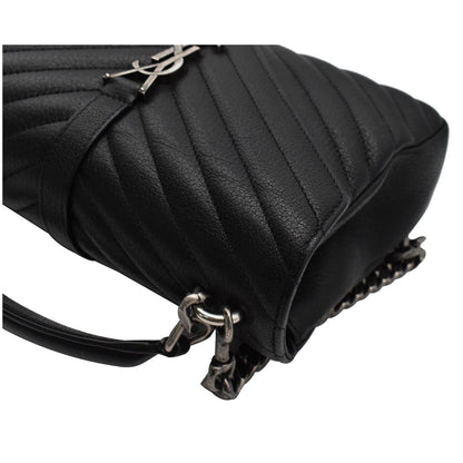 YVES SAINT LAURENT College Medium Monogram Chevron Leather Crossbody Bag Black