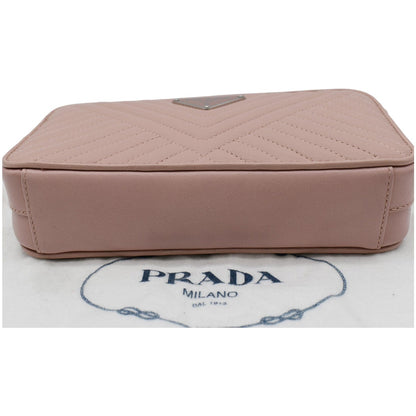 PRADA Nappa Mini Impunture Bandoliera Chain Leather Crossbody Bag Orchidea