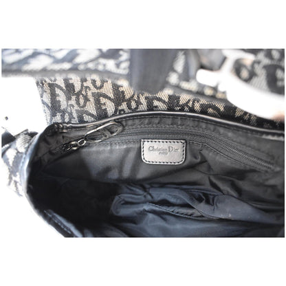 CHRISTIAN DIOR Saddle Oblique Jacquard Shoulder Bag Black