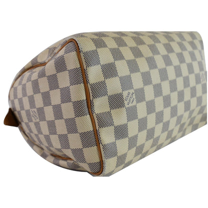 LOUIS VUITTON Speedy 25 Damier Azur Satchel Bag White