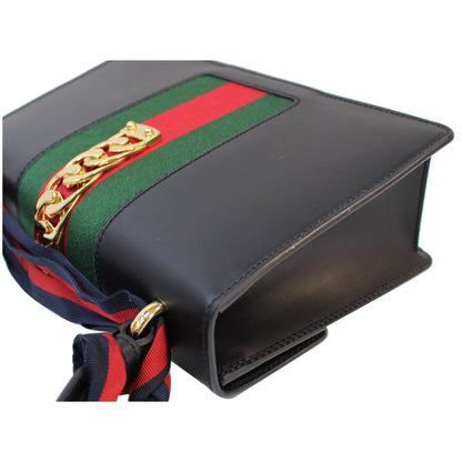 Gucci Sylvie Small Leather Shoulder Bag Black 421882